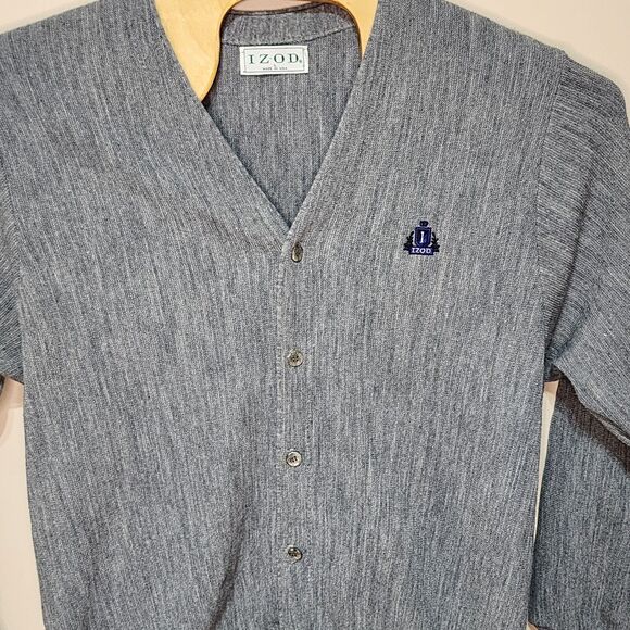 Vintage Men's Izod Cardigan Sweater Logo Made in USA Large L - Picture 2 of 7